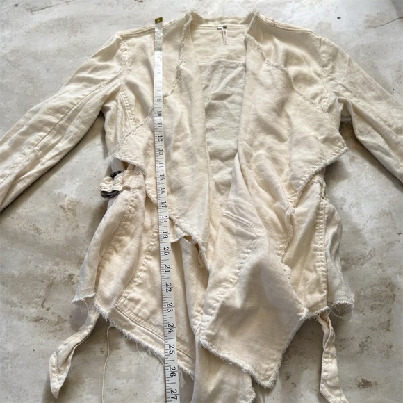 Free People Rae Femme Linen Jacket Ivory Raw Edge Size S - Picture 9 of 12